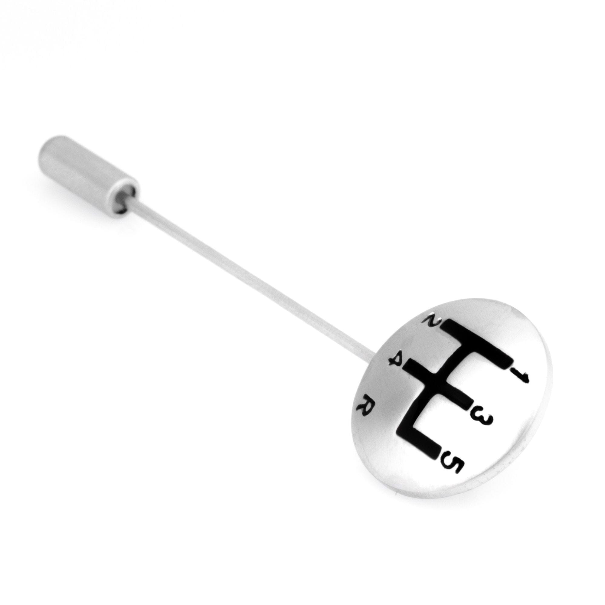Gear Shift Stick Pin Silver Lapel Pin Clinks