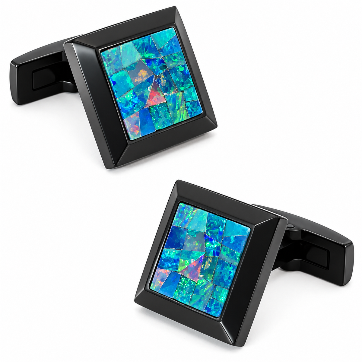 Opal Brushed Black Square Cufflinks