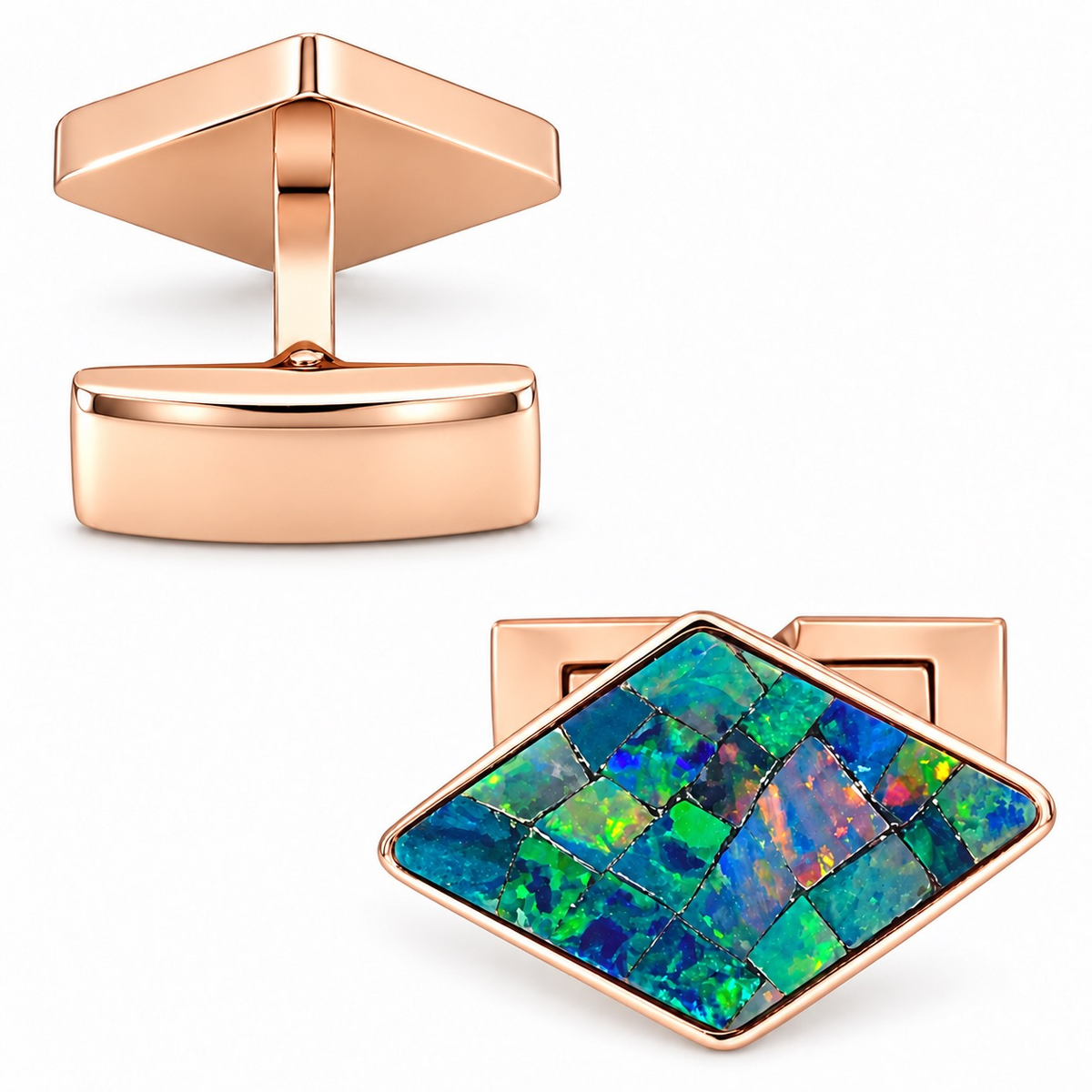 Opal Rose Gold Diamond Cufflinks