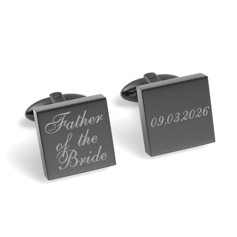 Father of the Bride Wedding Date Engraved Square Cufflinks