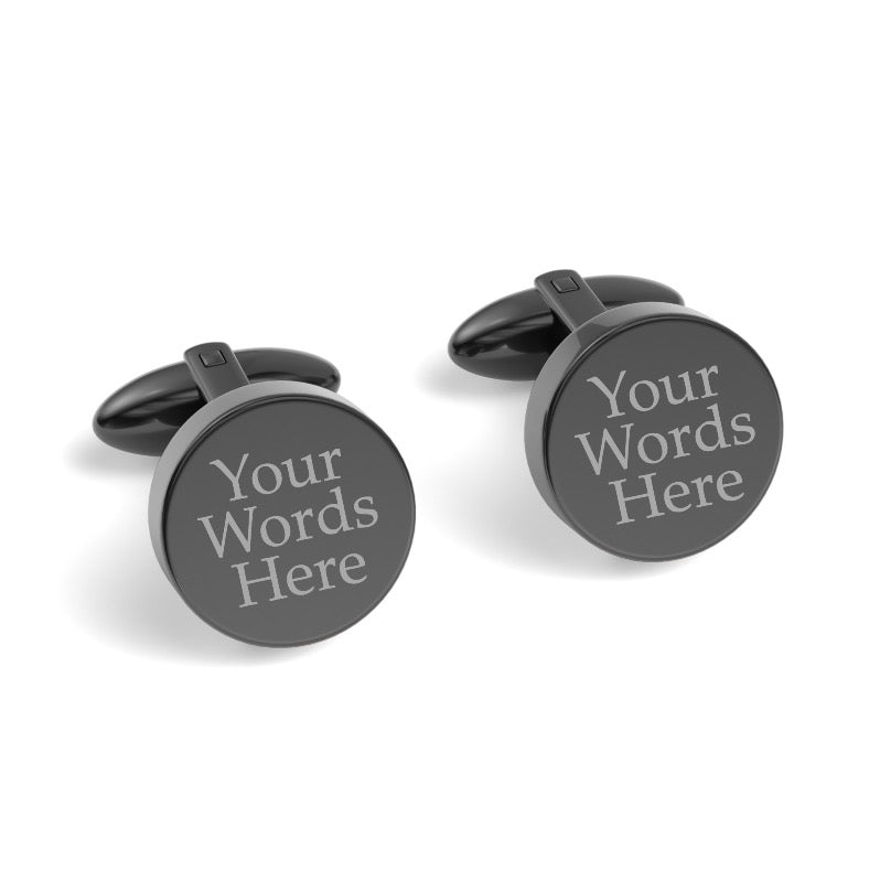 Custom Word Engraved Round Cufflinks
