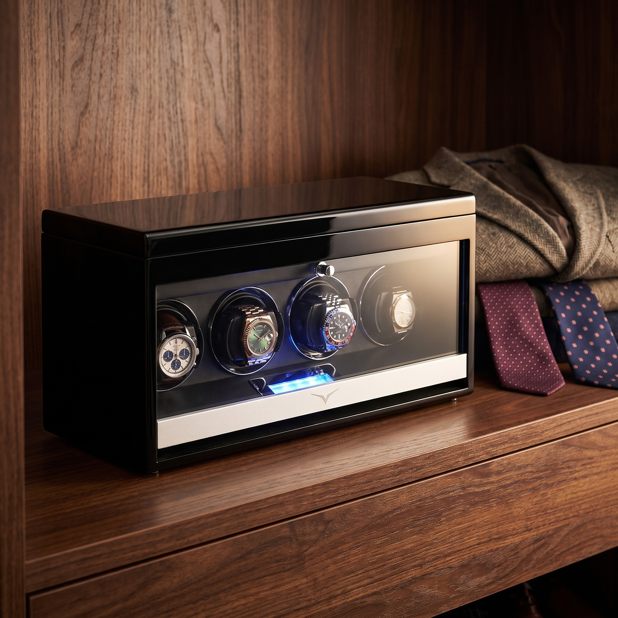 Vancouver Watch Winder for 4 Black — lifestyle shot