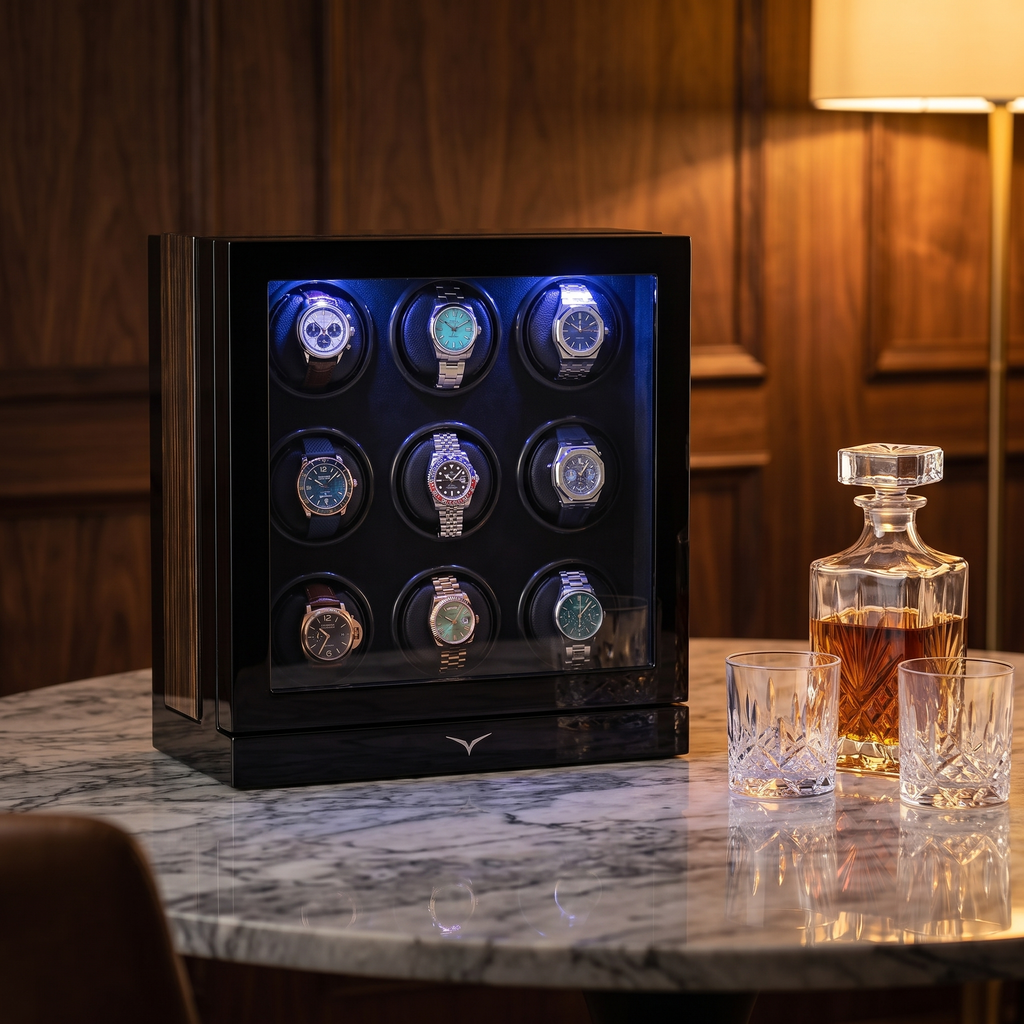 Sydney Watch Winder Box for 9 Watches in Black — lifestyle shot