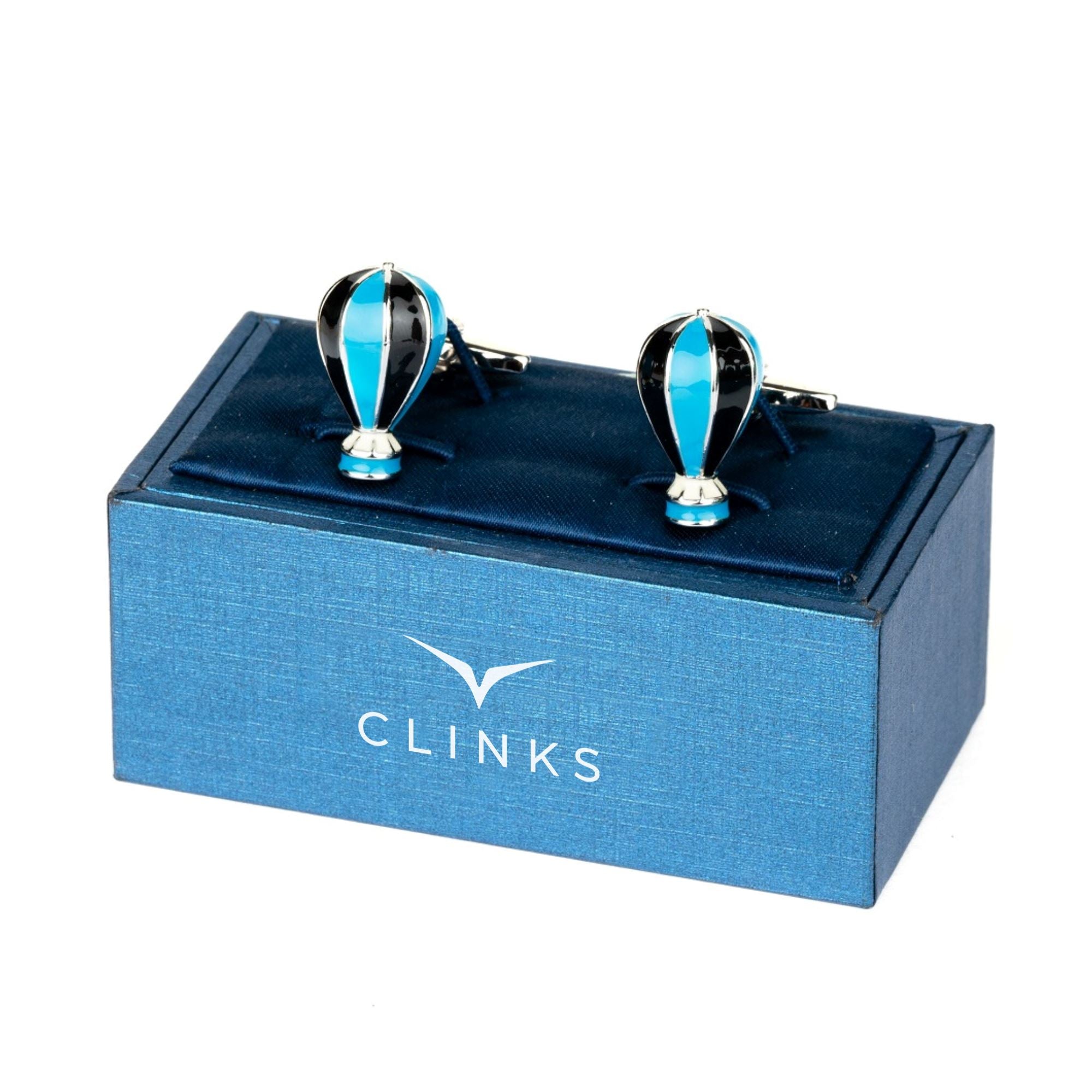 Hot Air Balloon Cufflinks Blue and Black Novelty Cufflinks Clinks Australia