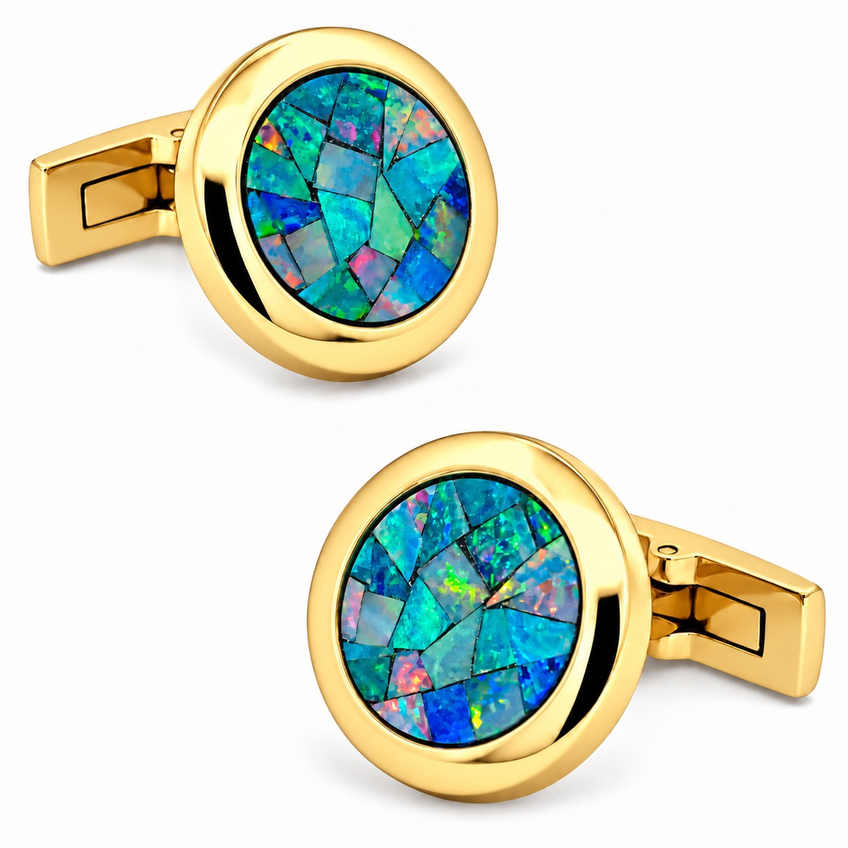 Opal Gold Round Cufflinks