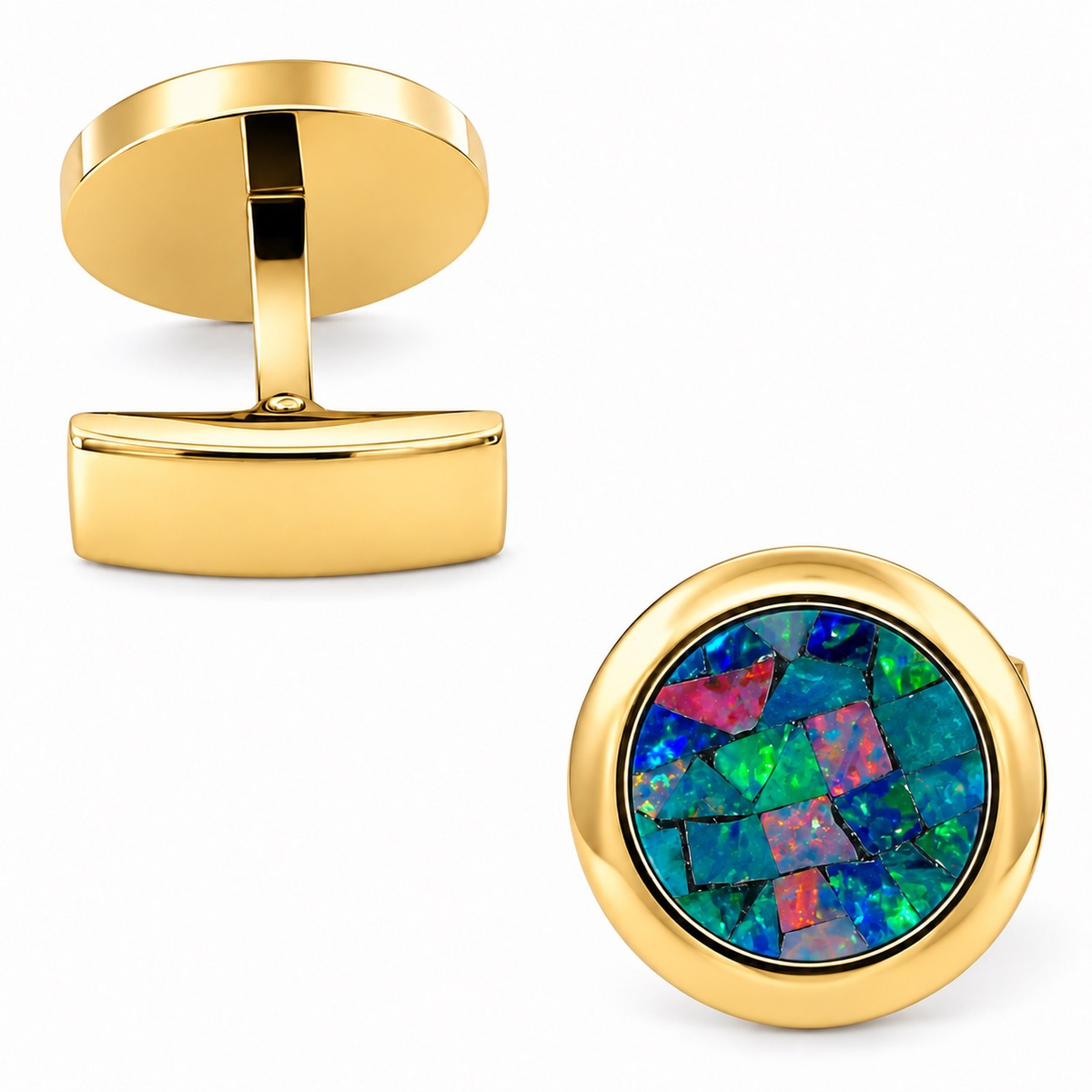 Opal Gold Round Cufflinks