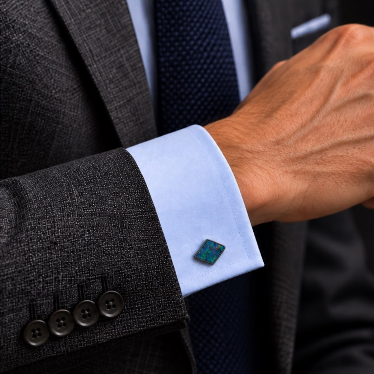 Opal Brushed Black Diamond Cufflinks