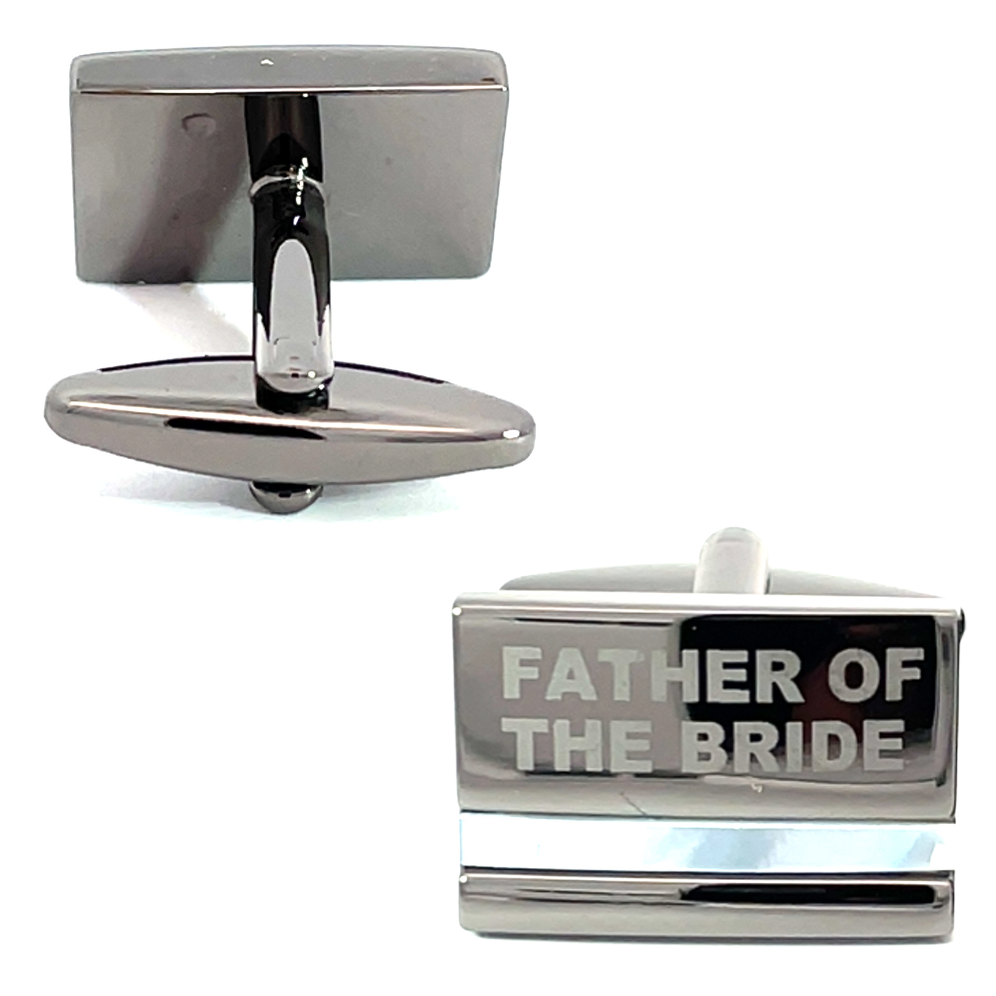 Father of the Bride Laser Etched Mother of Pearl Gunmetal Wedding Cufflinks