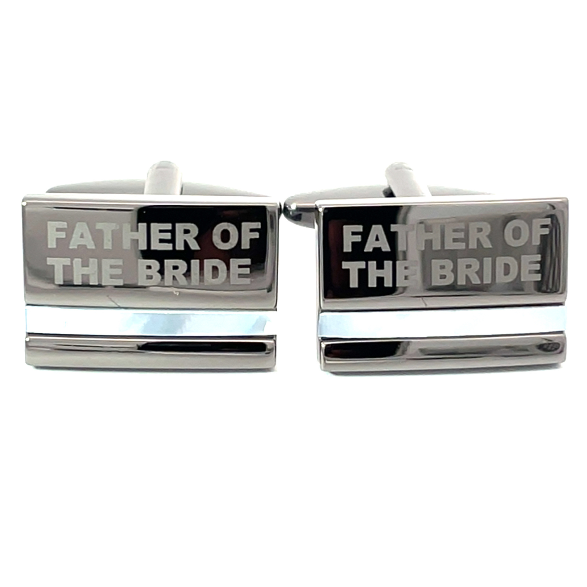 Father of the Bride Laser Etched Mother of Pearl Gunmetal Wedding Cufflinks