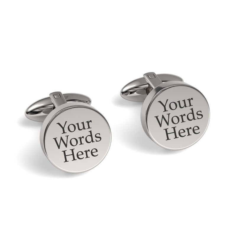 Custom Word Engraved Round Cufflinks
