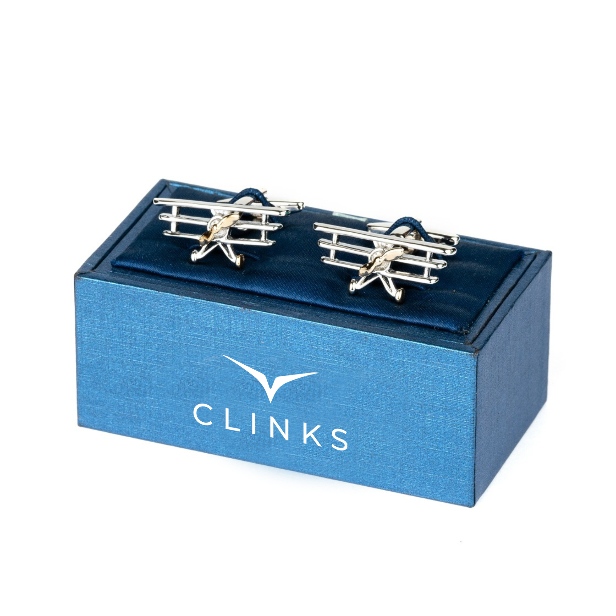 High Flyer Silver & Gold TriPlane Cufflinks