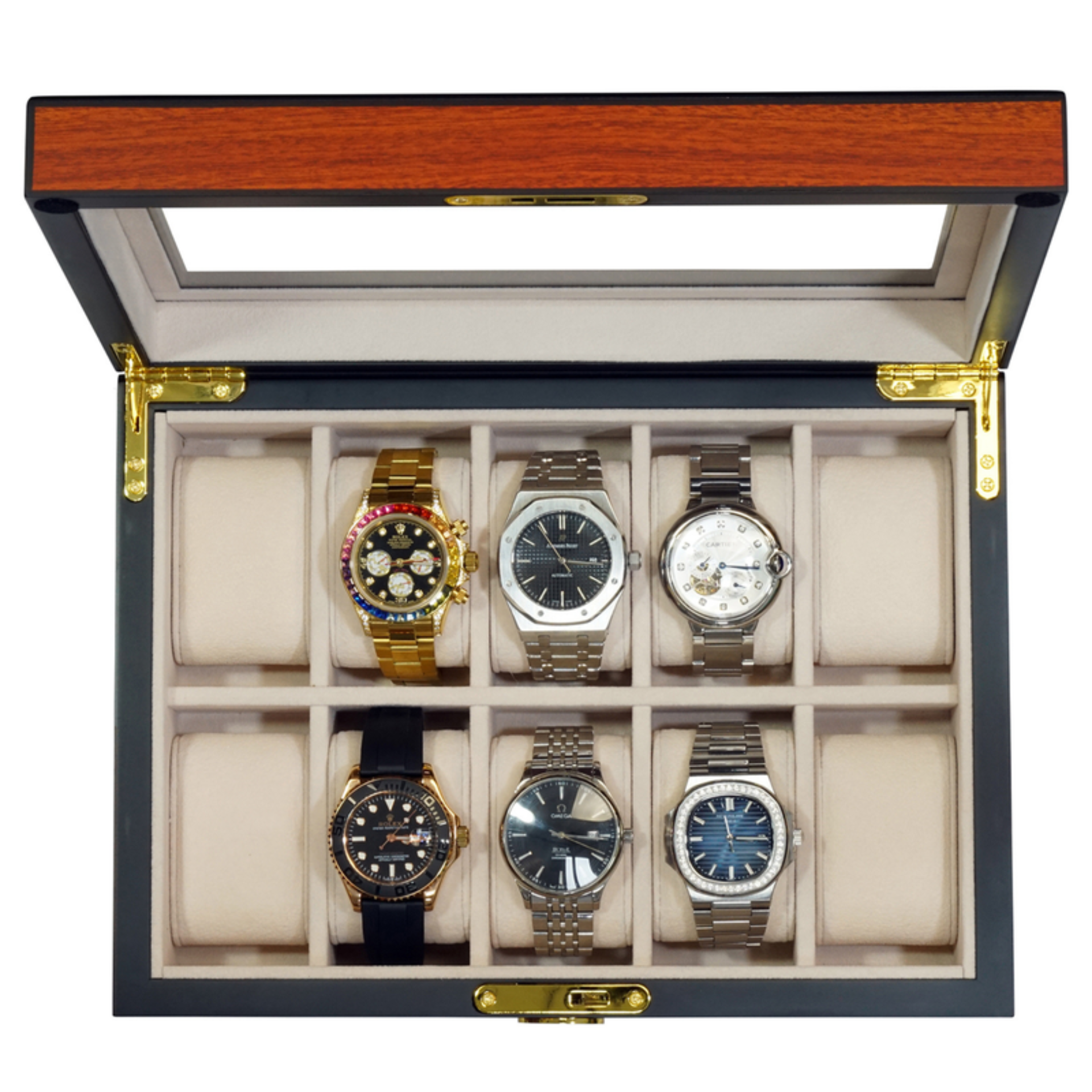 Caja para Relojes de Madera de Cerezo para 10 Relojes
