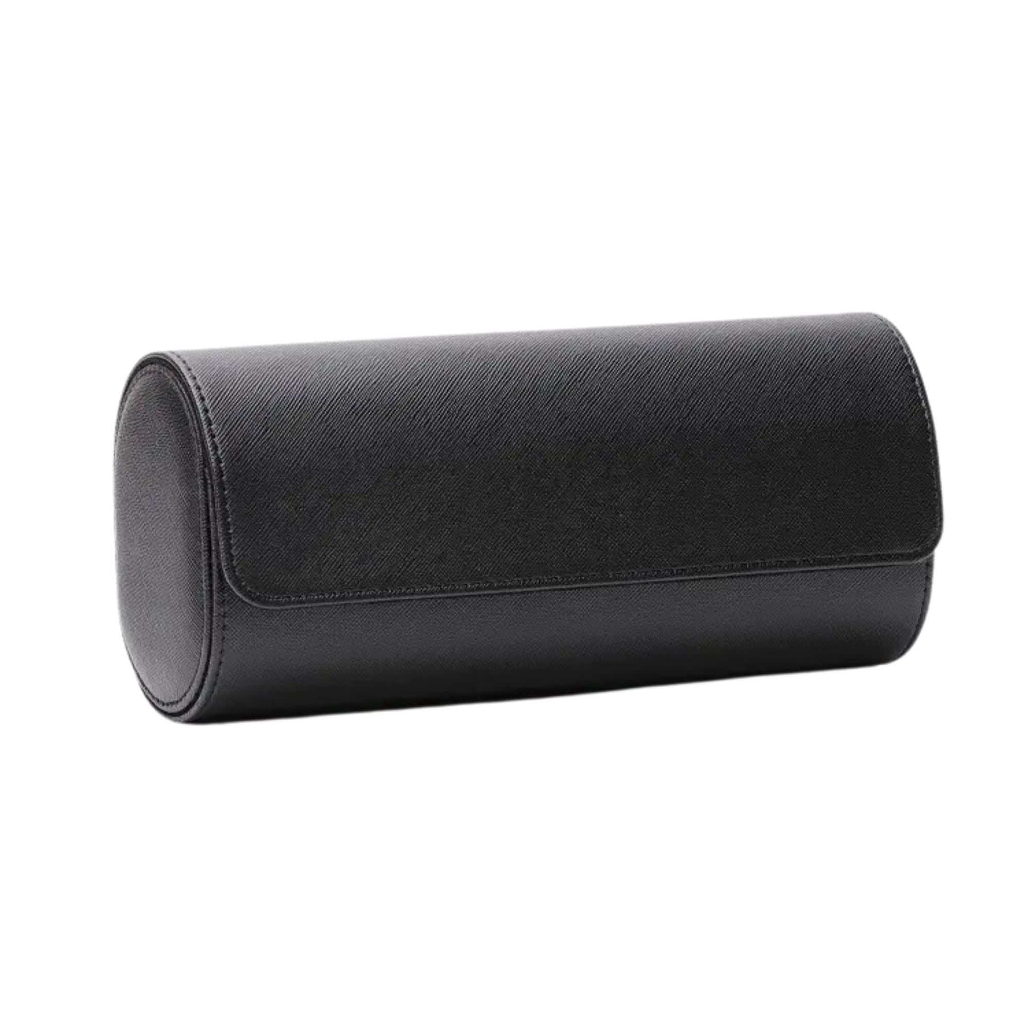 Watch Roll Case for 3 in Black Vegan Leather Watch Boxes Clinks 
