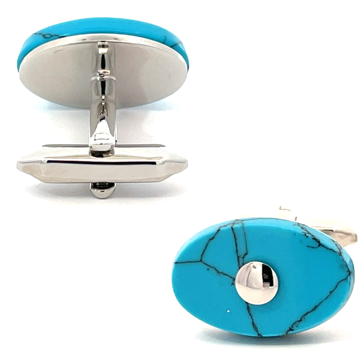 Turquoise Howlite Stone with Silver Cufflinks