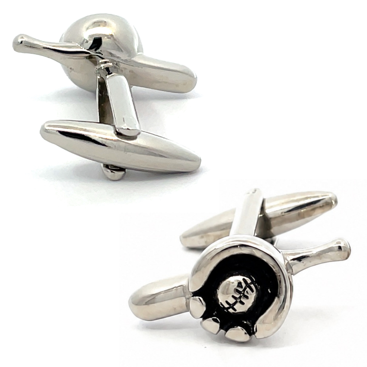 Baseball Bat, Glove and Ball Cufflinks in Silver