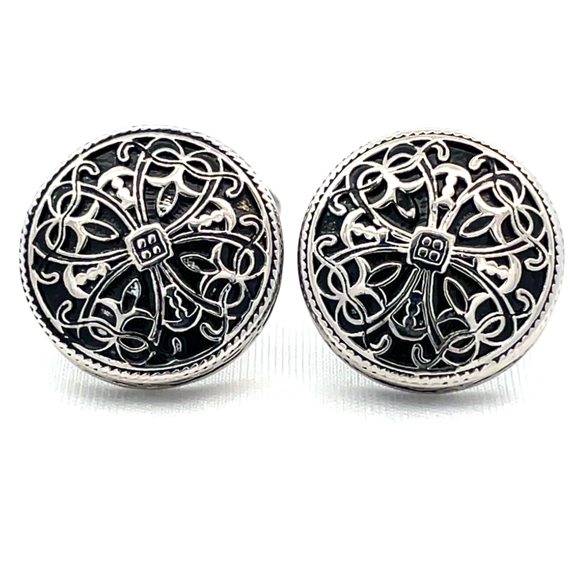 Vintage Celtic Round Silver Cufflinks