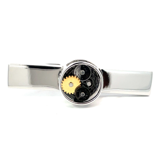 Pasador de Corbata Redondo Steampunk en Plata