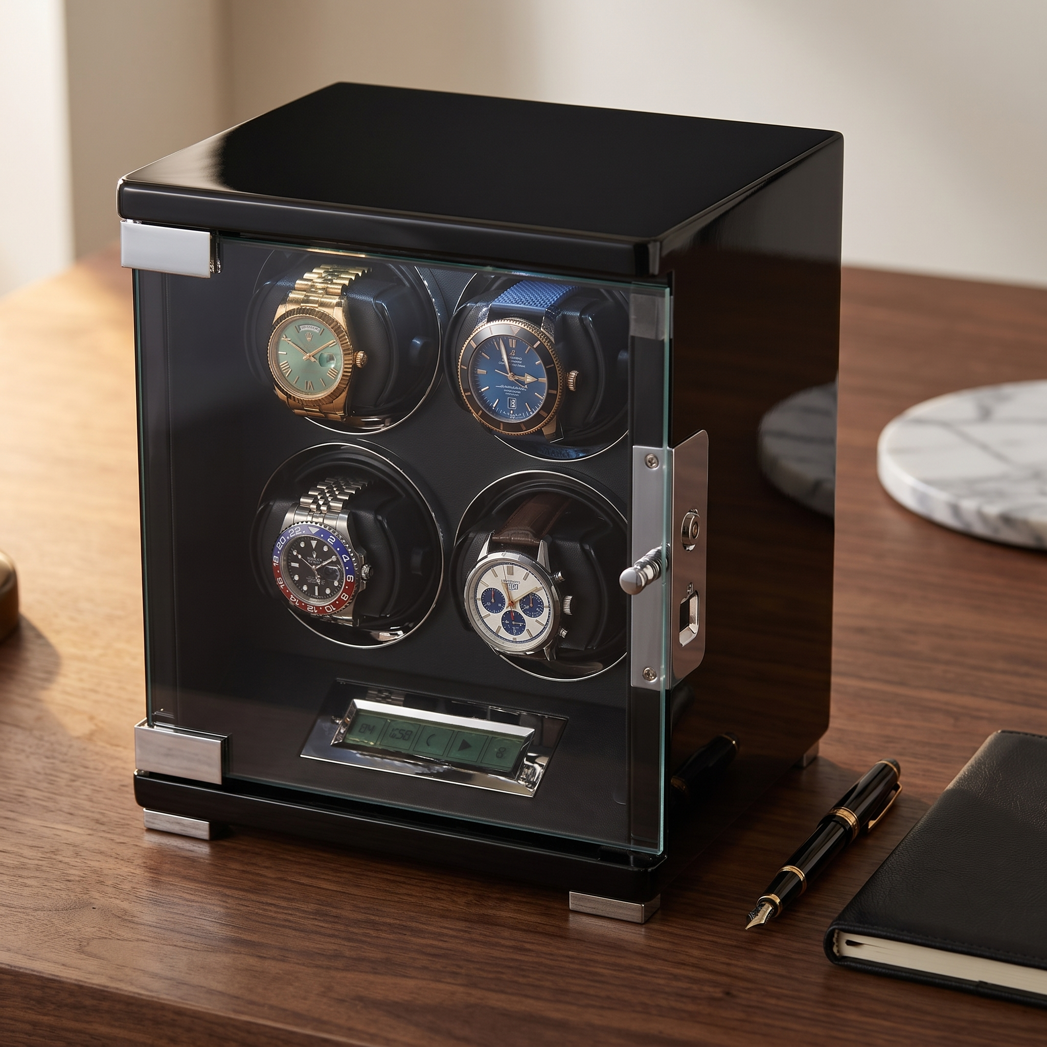 Daylesford 4 Watch Winder in Black — lifestyle shot