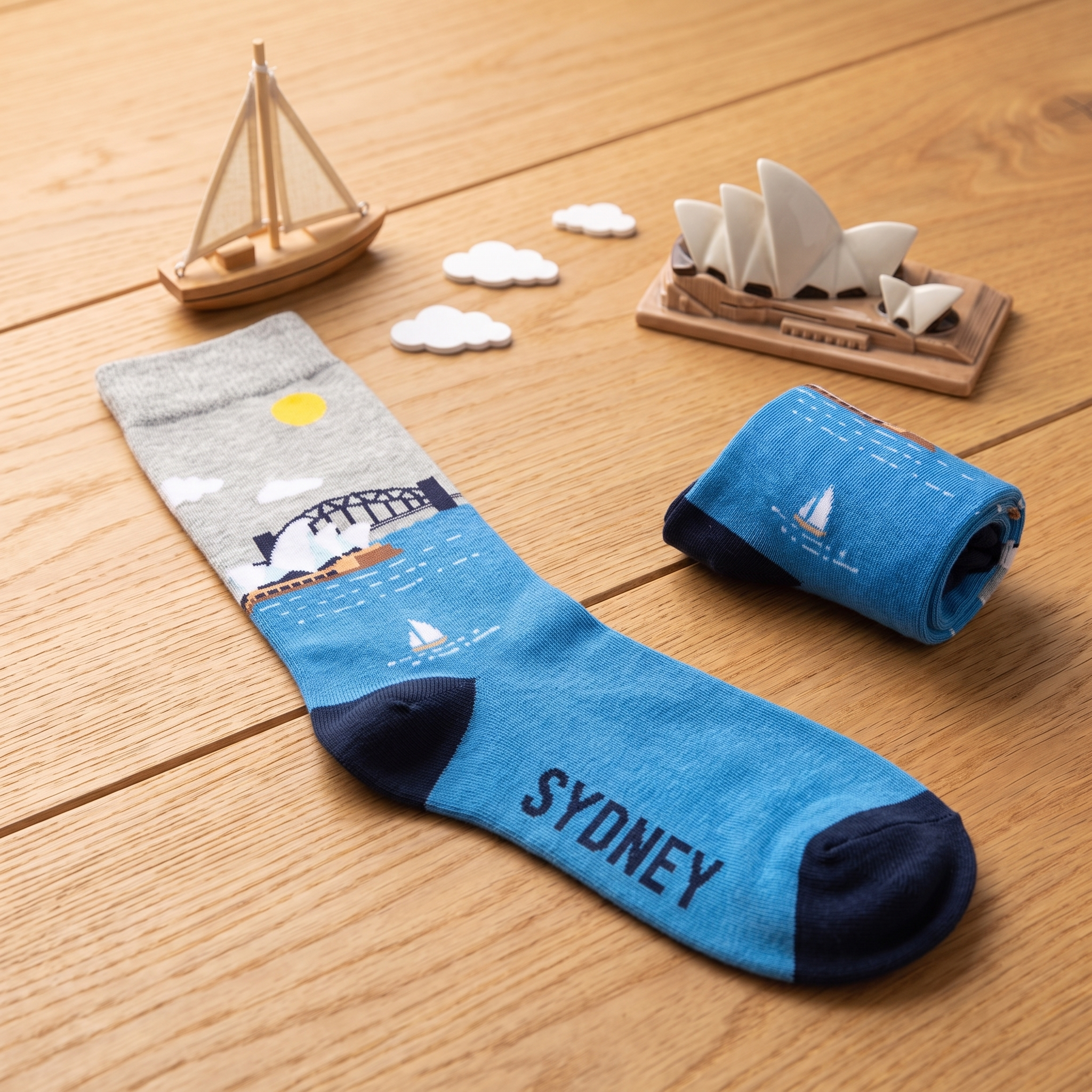 Sydney Harbour Bamboo Socks by Dapper Roo — lifestyle shot