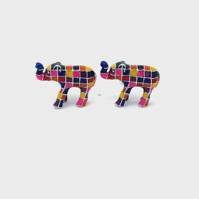 Multi Coloured Elephant Cufflinks