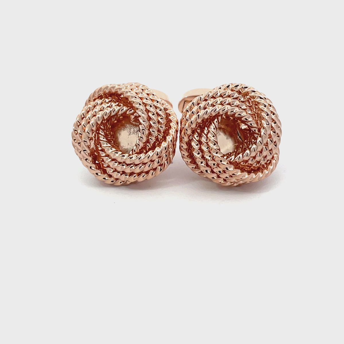 Large Rose Gold Woven Knots Cufflinks