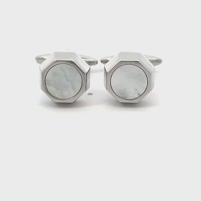 Mother of Pearl in Silver Octagon Cufflinks