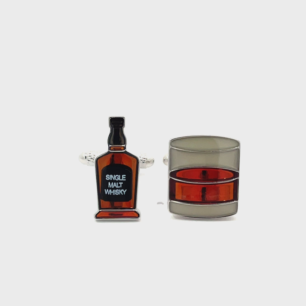 Whisky Tumbler & Whisky Bottle Cufflinks