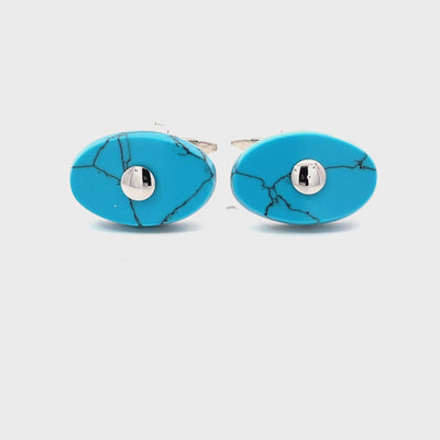 Turquoise Howlite Stone with Silver Cufflinks