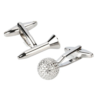 Golf Ball and Tee Silver Cufflinks Novelty Cufflinks Clinks Australia Golf Ball and Tee Silver Cufflinks 