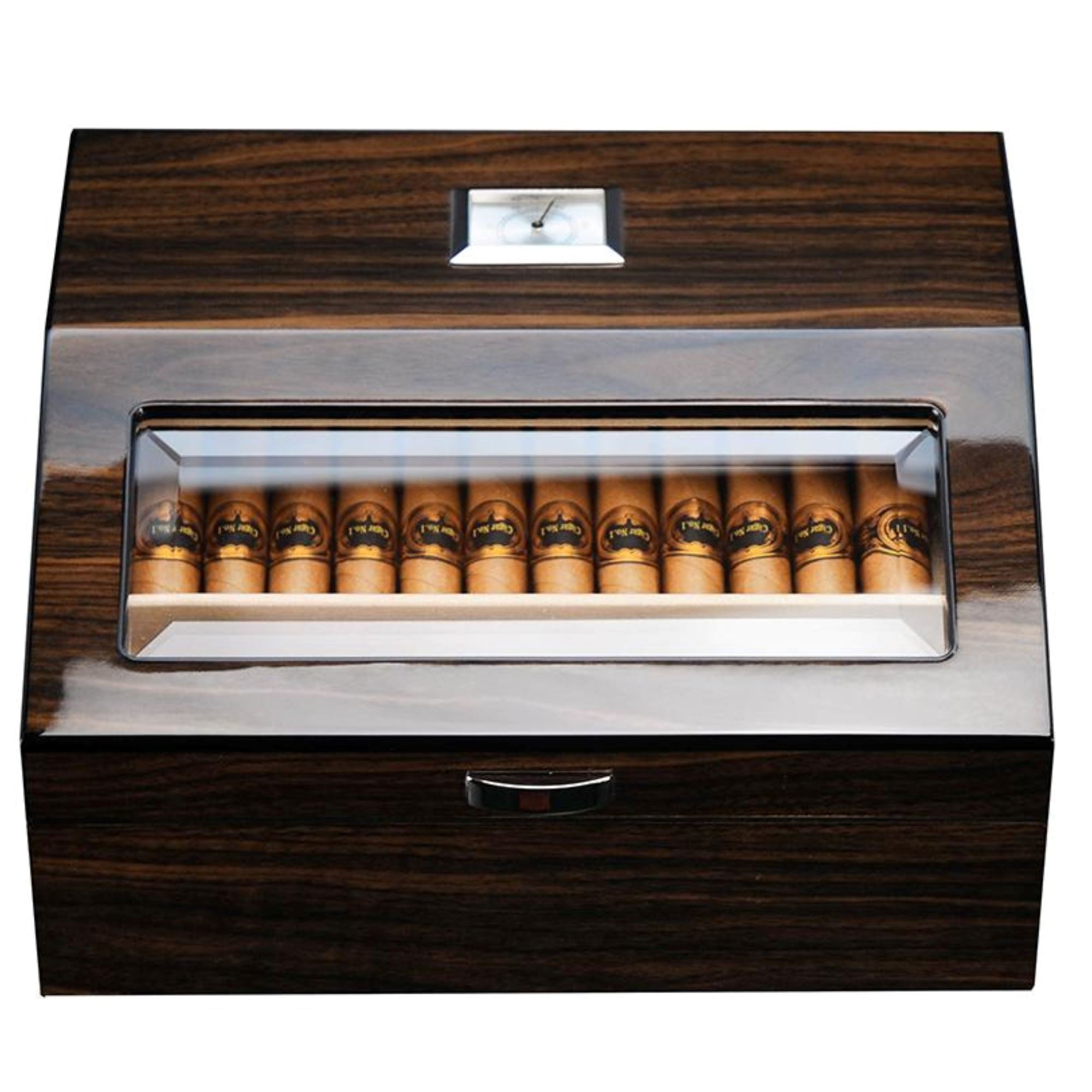 50 CT Walnut Cigar Humidor Wooden Cabinet for Cigars Cigar Boxes Clinks 