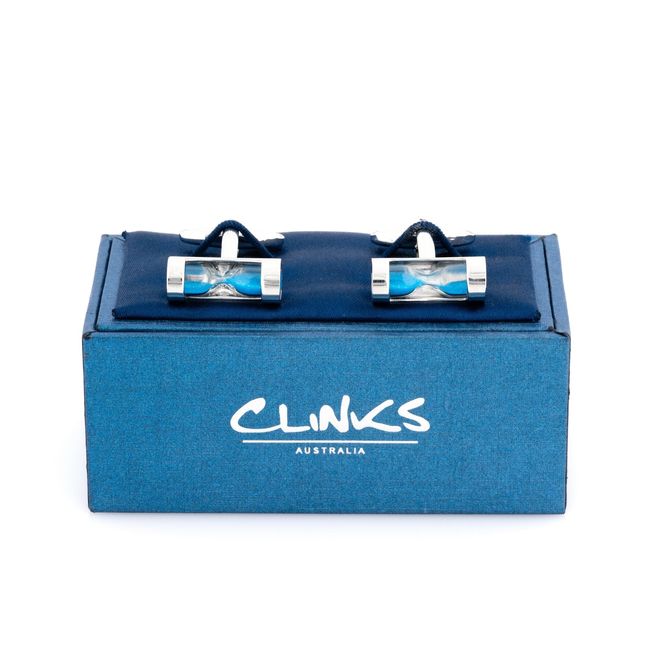 Blue Sand-Timer Hourglass Cufflinks Novelty Cufflinks Clinks Australia 