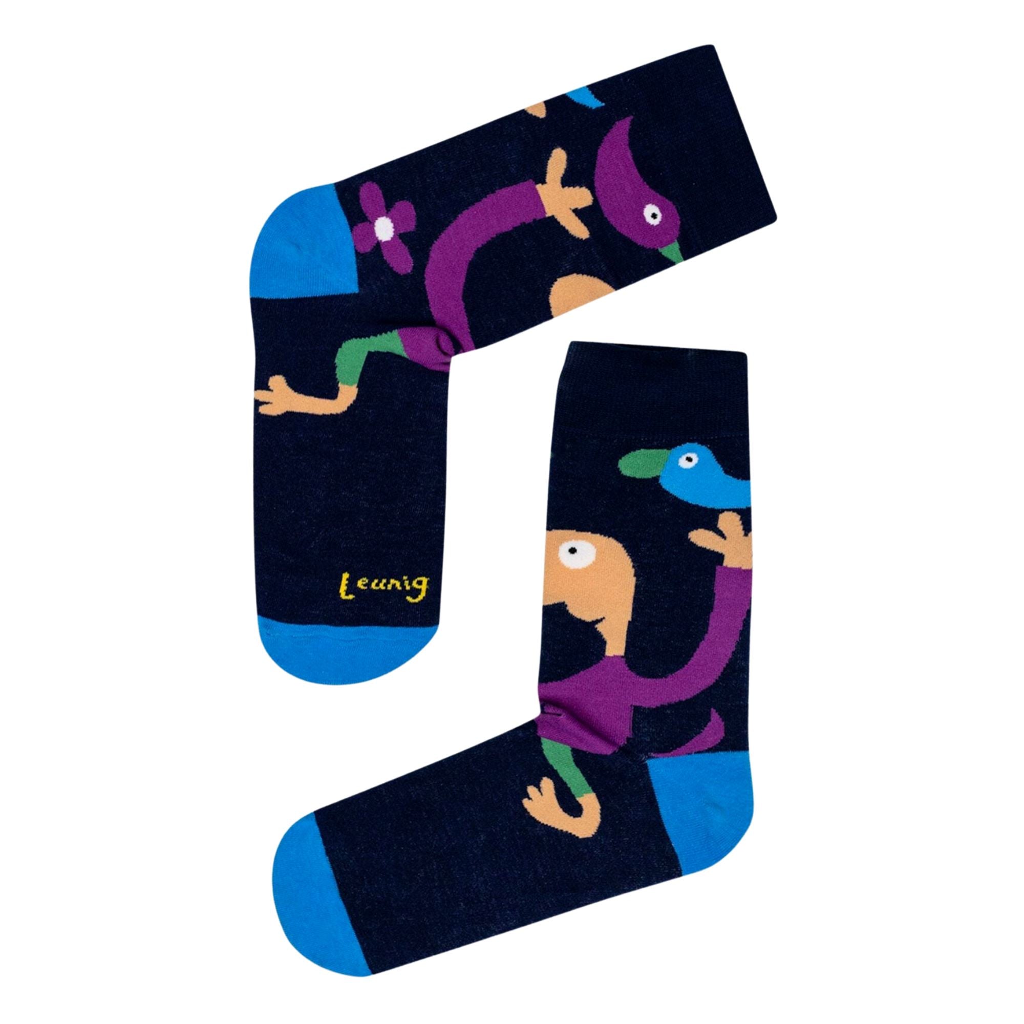 Michael Leunig Running Man Navy Socks Socks Leunig for James Harper Default 